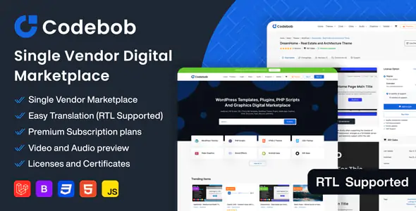 Codebob - Single-Vendor Digital Marketplace (SAAS)