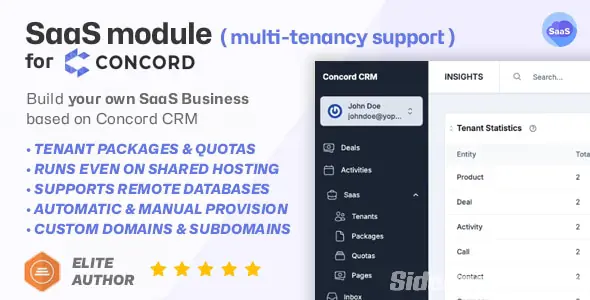 SaaS module for Concord - Transform your CRM into a Powerful Multi-Tenancy Solution