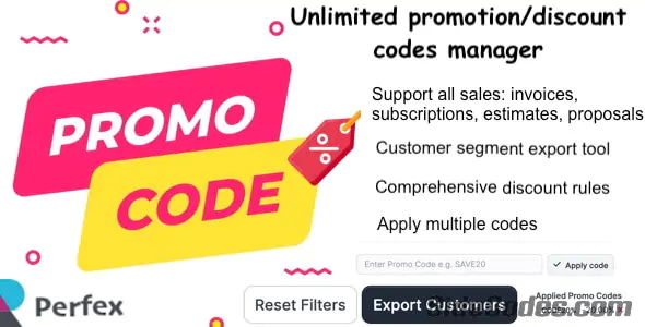 Promo Codes & Discount Module for Perfex CRM with Client Segment Export