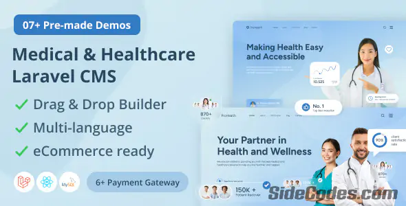 Prohealth - Medical and Healthcare Laravel CMS With Live Page Builder